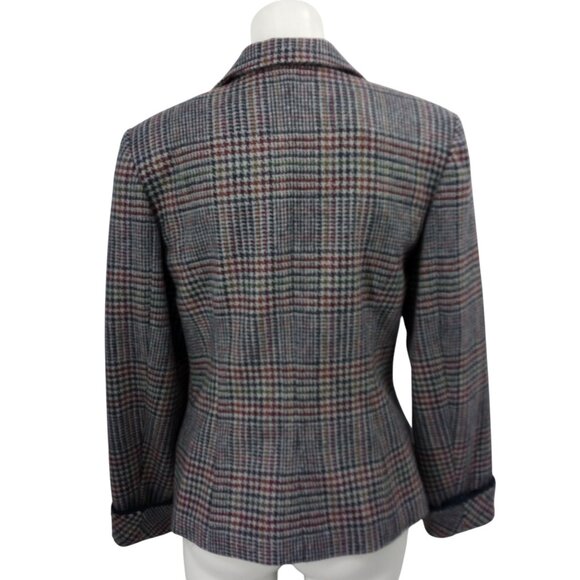 Vintage Plaid 100% Wool Houndstooth Blazer Size M Maurices 90s Y2K Gray Lined - Picture 8 of 12